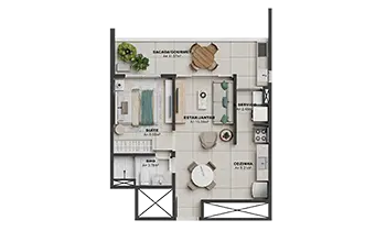 APARTAMENTOS 46m² - 1 suíte - Planta Tipo