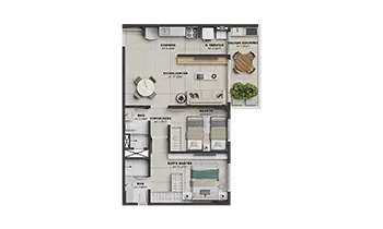 APARTAMENTOS 62m² - 2 quartos (1 suíte) - Planta tipo